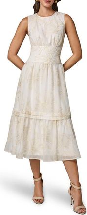 DKNY Floral Embroidery A-Line Dress in Cream/Sisa at Nordstrom, Size 12