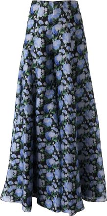 Carolina Herrera Pantaloni a palazzo con stampa - Blu