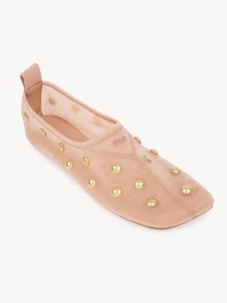 Chlo&eacute; Studded Leather Ballet Flat - Rose