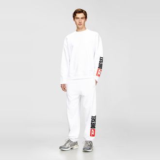 Diesel Crewneck sweatshirt with logo patch embroidery - Sweaters - Man - White