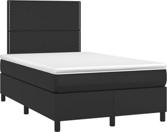 vidaXL Vidaxl - Cama Box Spring Con Colch&oacute;n Led Cuero Sint&eacute;tico Negro 120x190cm