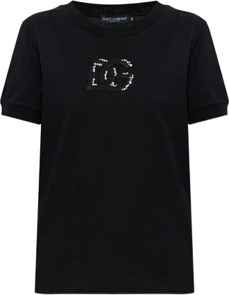 Dolce & Gabbana logo-embellished T-shirt - women - Cotton - 36 - Black