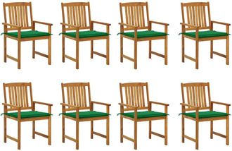 vidaXL Sillas De Jard&iacute;n Con Cojines 8 Pc Acacia Masiva