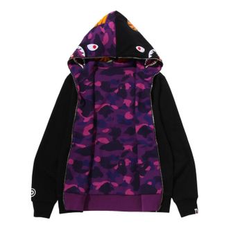 A Bathing Ape Color Camo Reversible Shark Full Zip Hoodie Purple 0ZXSWM004151QPPX