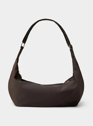 Simons Womens XL crinkled fabric half-moon bag