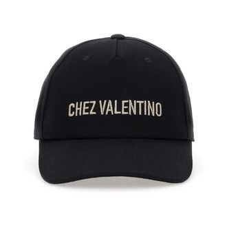 Valentino Garavani Chez Valentino Baseball Cap - unisex - Petten - Zwart - 59 CM - Katoen - Accessoires