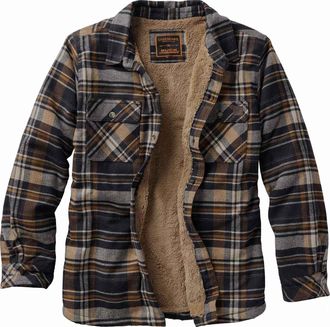 Legendary Whitetails Mens Buck Commander Deerfield Flannel Berber Lined Shirt Jacket, Midnight Storm Plaid, Medium