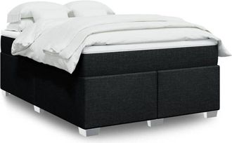 vidaXL Cama Box Spring Con Colch&oacute;n Tela Negro 140x200 Cm Vidaxl