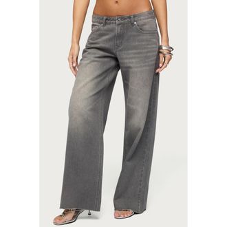 Edikted Raelynn Washed Low Rise Baggy Jeans in Cinder-Gray at Nordstrom, Size X-Small