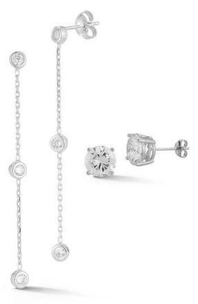Glaze Jewelry CZ Station Chain & Stud Earrings Set in Silver at Nordstrom Rack