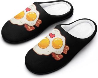 Generic Bacon Eggs Mens Slippers Comfortable And Non-slip Cotton Slipper Shoe for House