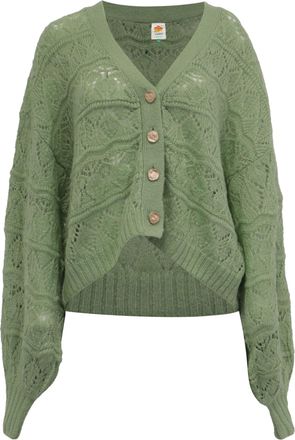 Farm Rio Farm Rio Buttoned Knitted Cardigan in Green Acrylic