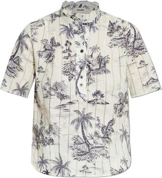 Zadig&Voltaire Top met Print - Dames - Blouses - Beige - XS - Katoen - Overhemden