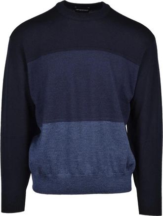 Emporio Armani Crew Neck Wool Sweater - Blue