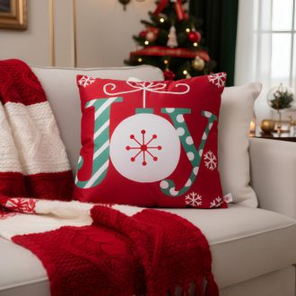 KASANOVA Cuscino divano natalizio 45x45 cm scritta Joy