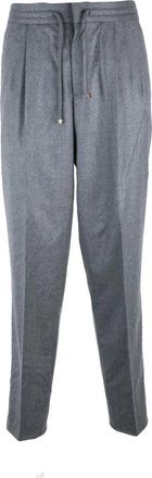 Brunello Cucinelli Slim-fit Broek - Heren - Slim Fit Broeken - Grijs - 2XL - Leer - Broeken