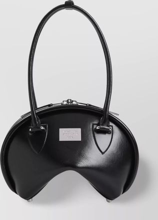 Acne Studios curved structured leather handbag silver top metal