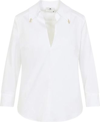 Elisabetta Franchi Popeline Shirt - Dames - Overhemden - Wit - XL - Katoen - Overhemden