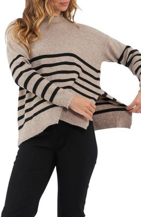 Ripe Gerrie Stripe Maternity/Nursing Sweater in Mocha/black at Nordstrom, Size X-Large