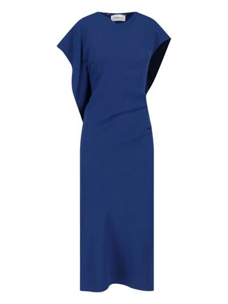 Victoria Beckham Sleek Blue Midi Dress with Structured Silhouette
