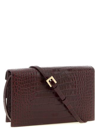 Tom Ford Crocodile-Embossed Calf Leather Clutch - Burgundy