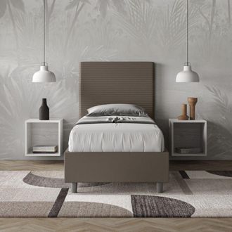 Itamoby Itamoby - Letto singolo contenitore imbottito 80x200 similpelle cappuccino Focus