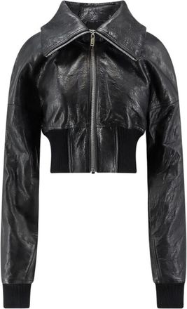 Rick Owens Dracuflight Cropped Jacket - Dames - Leren en Su&egrave;de Jassen - Zwart - M - Leer - Jassen