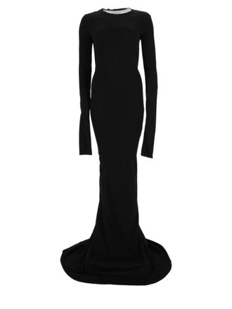 Rick Owens Black Fitted Structured Cotton Evening Dress