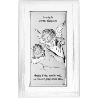 OEM Cuadro Plateado De Un &Aacute;ngel Con Linterna, Marco Decorativo, Recuerdo Del Santo Bautismo Ds01f 12 X 19 Cm