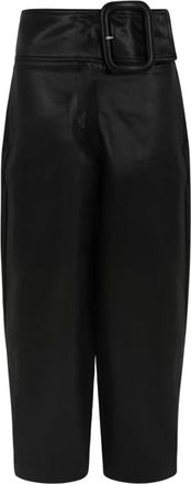 Ami Satijnen Broek met Gespsluiting - Dames - Straight fit broeken - Zwart - W34 - Satijn - Broeken