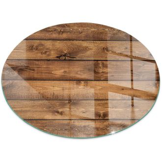 Tulup Piastra Protettiva In Vetro Con Grafica Decorativa Per Camino O Stufa Ideale Per Interni Moderni Assi di legno con venature Rotondo fi 100 cm