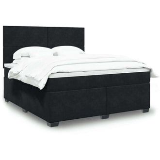 vidaXL Cama Box Spring Con Colch&oacute;n Terciopelo Negro 180x200 Cm Vidaxl