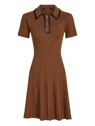 Karl Lagerfeld button-fastening polo dress - women - Lyocell - S - Brown
