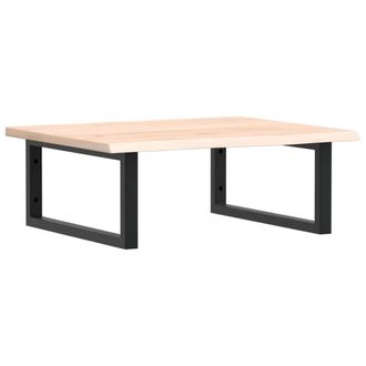 Berkfield Home Basin Shelf Wall Mounted Steel & Solid Wood Oak in Natural