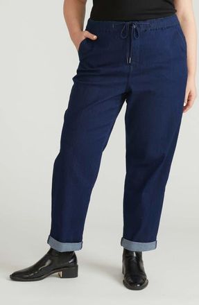Universal Standard Comfort Denim Cuff Wide Leg Drawstring Pants in Western Blue Wash at Nordstrom, Size 2Xl