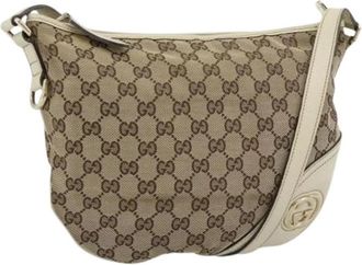 Gucci Pre-owned Cross Body Bag - Dames - Vintage Schoudertas - Beige - ONE Size - Leer - Vintage