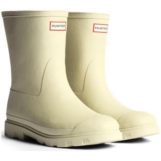 Hunter Downpour Short Insulated Boot Rubber Mens Gravel Wellington Boots - Grey - Size UK 10