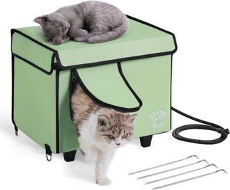 OEM Casa Elevada Con Calefacci&oacute;n Para Gatos 42 X 33 X 39 Cm Refugio Plegable De Tela Oxford 900d Para Gatos En Forma De Cubo Con Temperatura Ajustable Y T