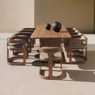 Sklum Set De Mesa Rectangular 265x120 Cm En Madera De Acacia Siena Y 10 Sillas De Jard&iacute;n En Madera De Eucalipto Selira Sklum