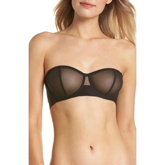 DKNY Sheers Strapless Underwire Bra in Black at Nordstrom, Size 32Dd