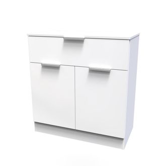 Welcome Furniture Paris Ready Assembled Sideboard with 1 Drawer & 2 Doors - White Matt & White - Welcome Furniture | TJ Hughes