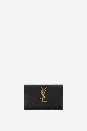 Saint Laurent Brieftasche aus Grain de Poudre-Leder Cassandre Small