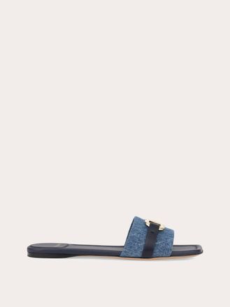 Ferragamo Women Gancini ornament slide Blue Size 10.5