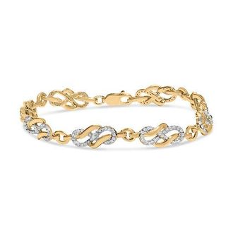 House of Brilliance 14K Yellow Gold Plated Silver 1.0 Cttw Diamond Infinity Loop and Swirl Link Bracelet at Nordstrom