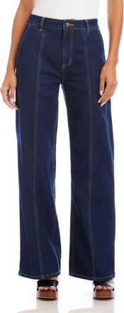 Karen Kane Seam Detail High Waist Wide Leg Trouser Jeans in Indigo at Nordstrom, Size 12
