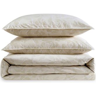 Calvin Klein Yellow Leaves 200 Thread Count Cotton Duvet Cover & Shams Set in Light /Medium Yellow at Nordstrom, Size Full