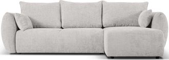 BLOOMINGLOFT 4-Sitzer Design Ecksofa Matera mit Bettfunktion, Chenille Hellgrau