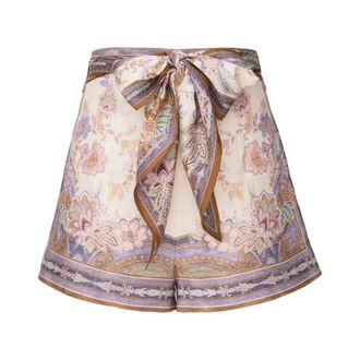 Zimmermann Short Shorts, female, Multicolor, Size: XS Luna Scarf Tie Short