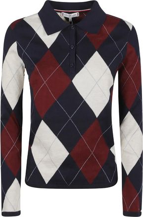 Tommy Hilfiger Katoenen poloshirt met argyle patroon - Blauw