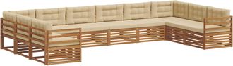vidaXL Juegos De Sof&aacute;s 7 Uds. Natural Y Beige Madera De Acacia S&oacute;lida Vidaxl